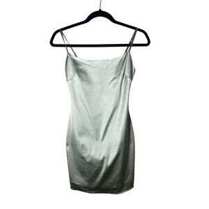 Aritzia Babaton Women's Size 0 Sage Green Satin Spaghetti Strap Bodycon Dress
